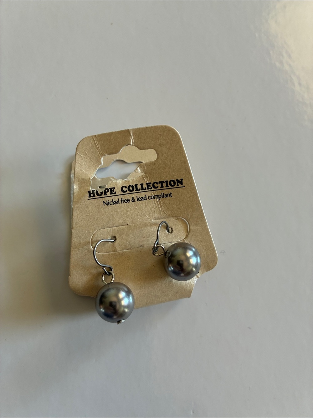 Hope Collection Silver Grey Pearl Drop Earrings
